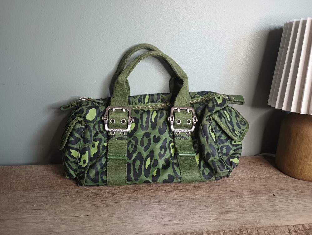 Vtg Franco Sarto Y2K Mini Shoulder Bag Green Leopard Print Bratz Indie Sleaze